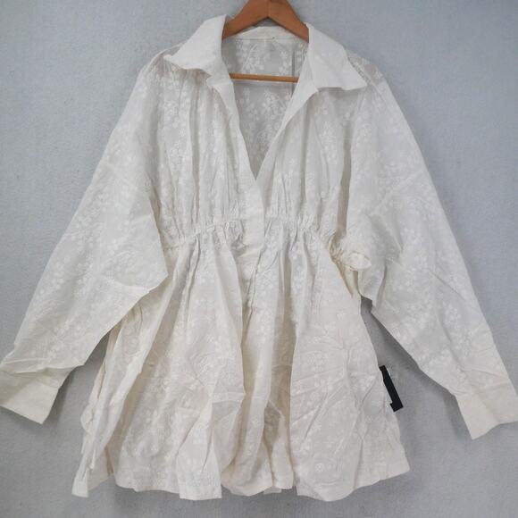 NEW NORMA KAMALI Women's Large Super Oversized Shirt Babydoll Mini Dress White - Picture 4 of 14